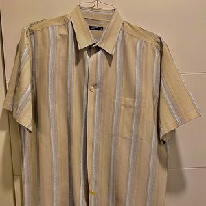 Short sleeve striped button up shirt